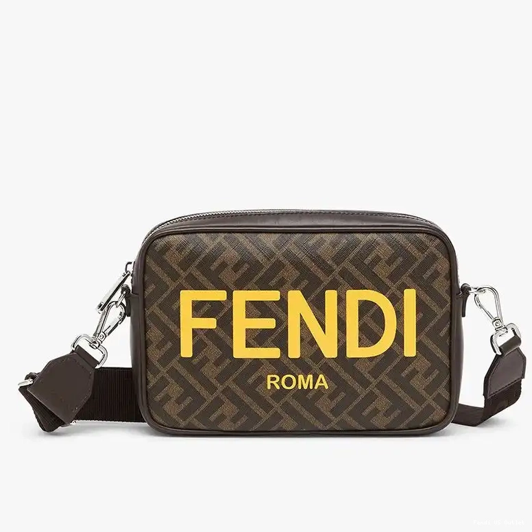 HOT Case Logo Fabric Compact FF Brown Camera ROMA Motif Fendi In 0508